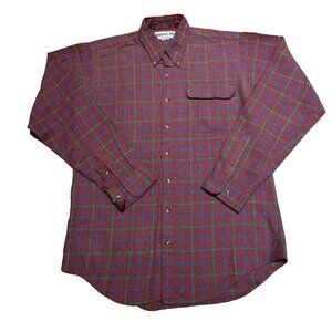 Vintage Wilderness Men's Button Down Shirt Size L Multicolor 100% Cotton Pocket